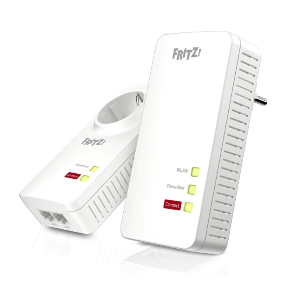 AVM Powerline FRITZ!Powerline 1260 WLAN, Set, 2 Adapter, bis 1266 MBit/s, mit Steckdose und WLAN
