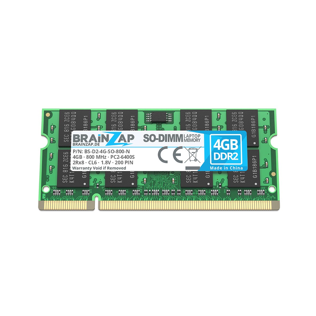 BrainZap 4 GB DDR2 PC2-6400S 2Rx8 800 MHz 1.8V CL6, SoDIMM